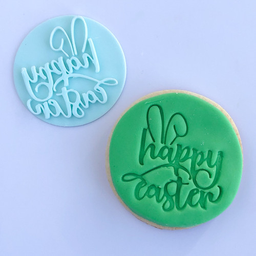 Happy Easter with ears Fondant /Cookie Embosser  