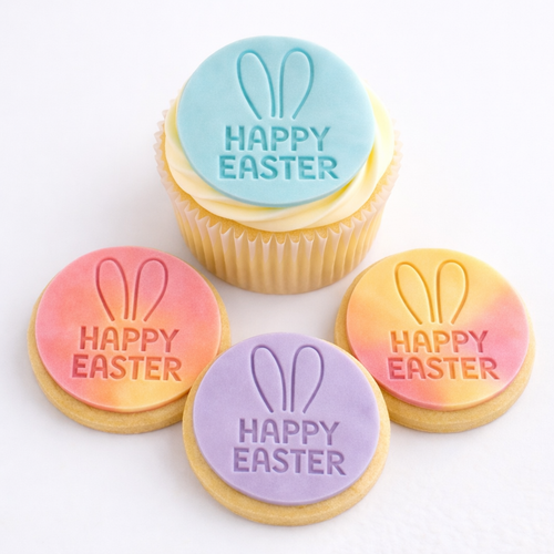 Happy Easter with ears  Fondant /Cookie Embosser  