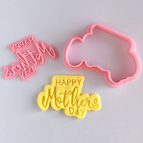 Happy Mothers Day Cookie cutter with stamp  