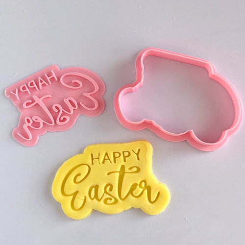 Happy Easter  Cookie cutter with stamp  