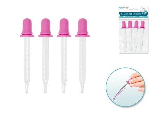 Plastic Bottles: 1ml Glass Squeeze Droppers 4pc
