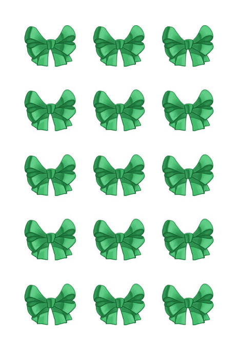 Green Bows edible image  Em311