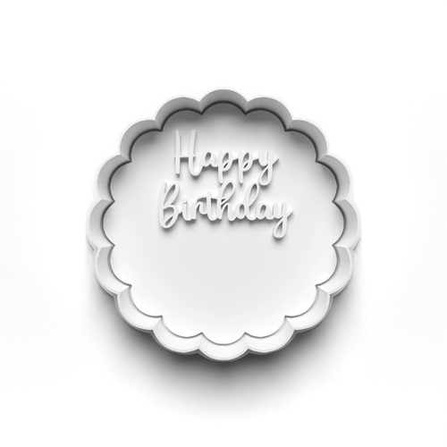 Happy Birthday ( add your text)  stamp and cookie cutter cc255