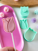 Tulip  Cake Pop Mold with embosser stamp  and cutter