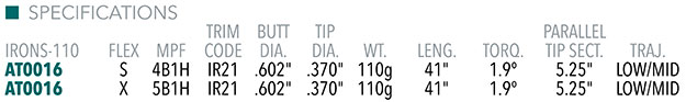 Aerotech SteelFiber 110 Shaft Specifications