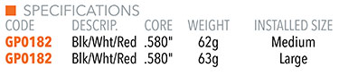 GolfPride Reverse Taper Grip Specifications