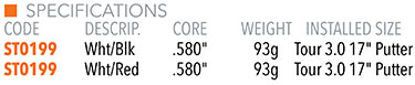 Super Stroke Zenergy Tour 3.0-17 Grip Specifications
