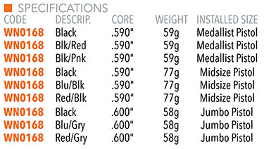 Winn Excel Pistol Putter Grip Specifications