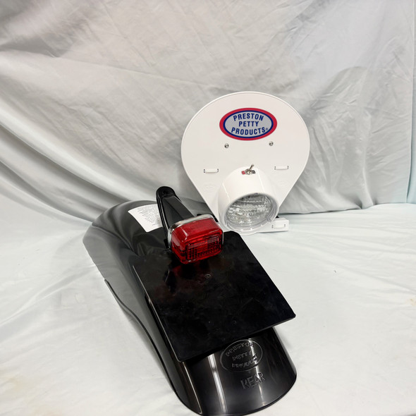 Battery powered LED White headlight, Black MX rear fender and LED Enduro Taillight assembly