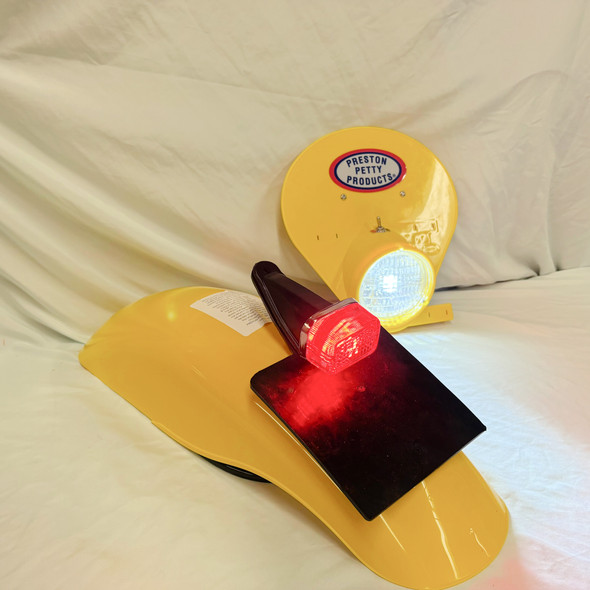 Battery powered LED Yellow headlight, Yellow MX rear fender and LED Enduro Taillight assembly