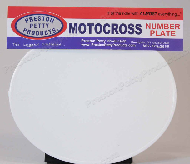 Oval Motocross Number Plate - white