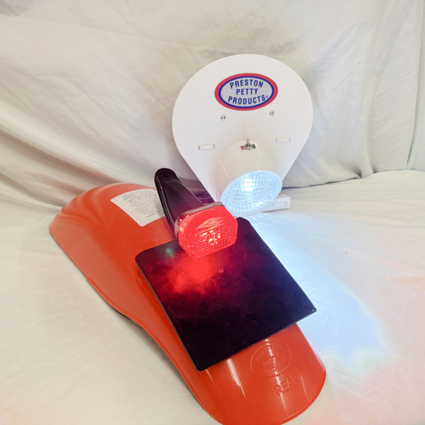 Battery powered LED White headlight, Pumpkin Orange MX rear fender and LED Enduro Taillight assembly