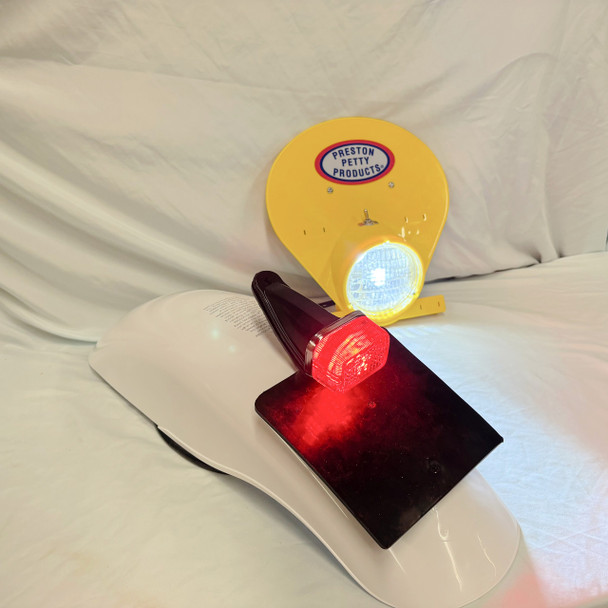 Battery powered LED Yellow headlight, White MX rear fender and LED Enduro Taillight assembly