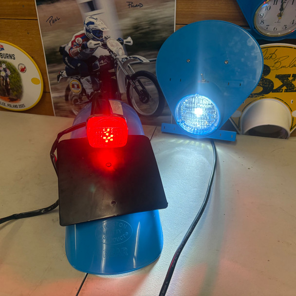 Copy of Battery powered LED Kawasaki Green headlight, Kawasaki Green rear fender and LED Enduro Taillight assembly