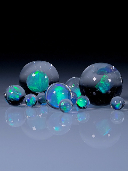 Encased Opal - Medium Sphere (Water) in 12mm Clear Boro
