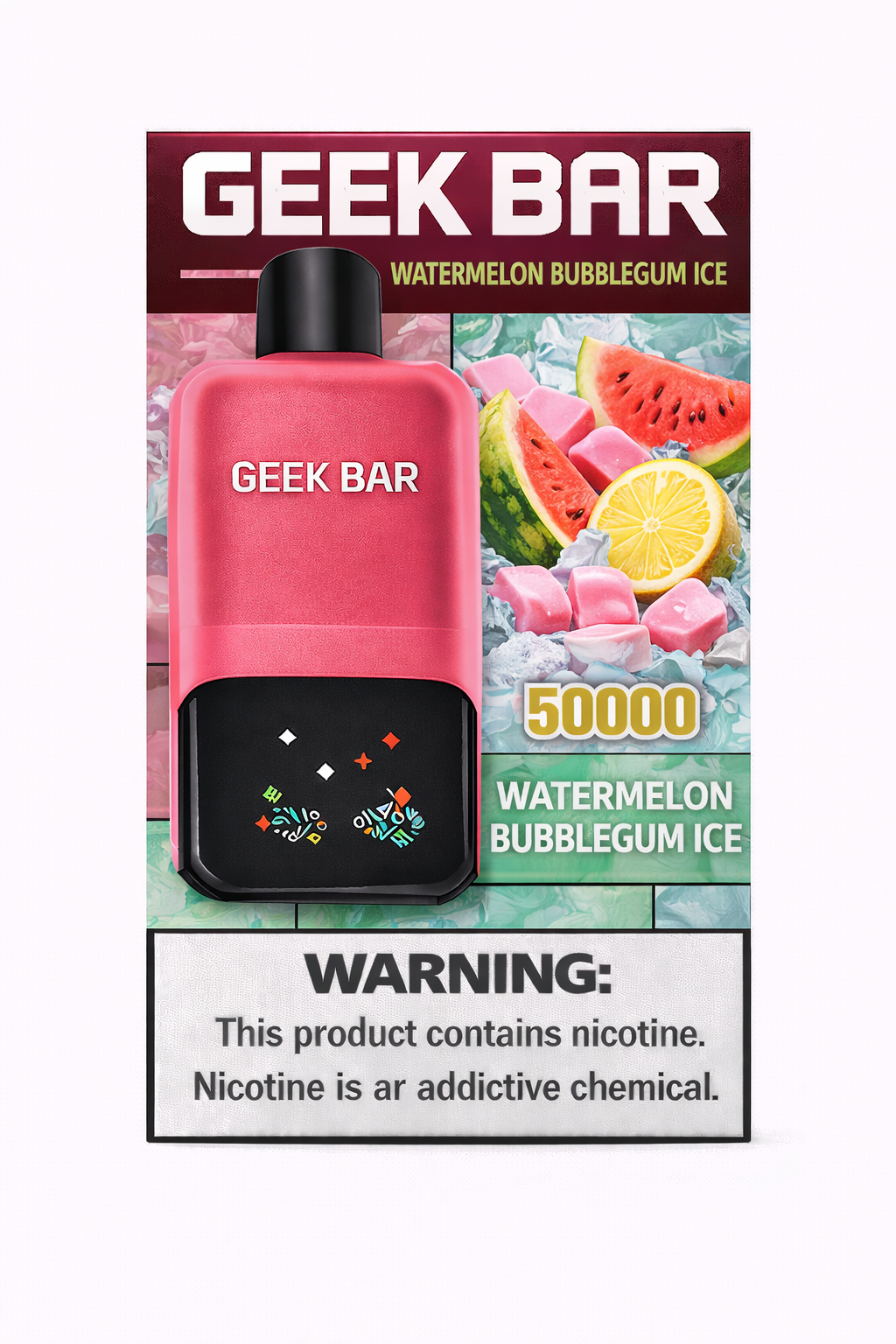 Geek Bar Ice Prince 50,000 Puffs Disposable Vape - Watermelon Bubble Gum Ice