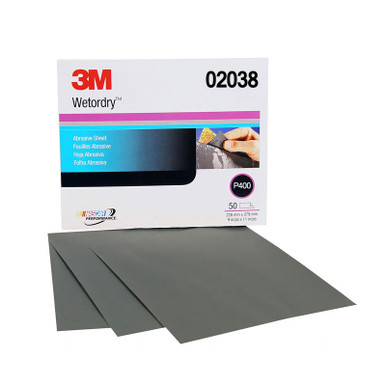 3M 02038, 400 Grit Wet or Dry Sandpaper