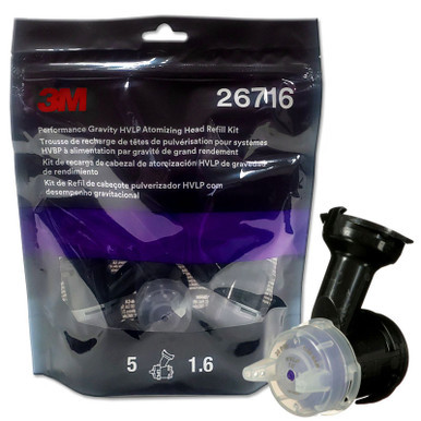 3M 26716, 1.6 Performance Gravity HVLP Atomizing Head Refill Kit