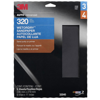 3M 32040, 320 Grit Wet or Dry Sandpaper