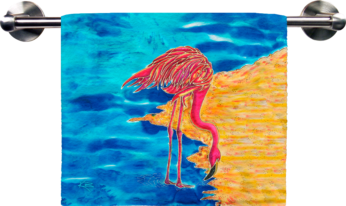 Live Free .Ink Flamingo Hand Towel