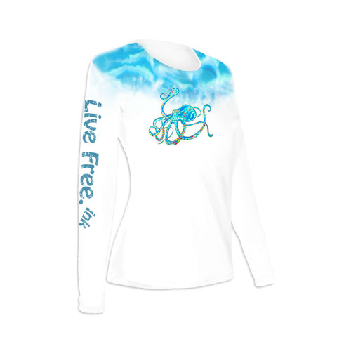 Octopus Long Sleeve Performance Shirt, White