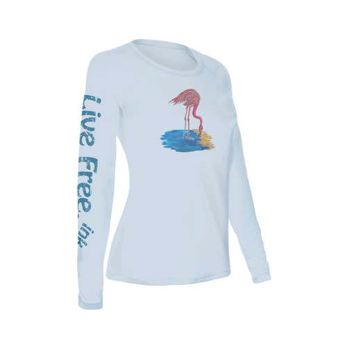 Flamingo Women's Long-Sleeve Solar Performance Shirt, Light Blue