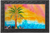 Palm Tree at the bay with pink yellow and blue sky Outdoor Mat 30X18 with rubber tray 36X24