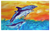 Dolphin leaping out of water with sunset outdoor mat 30X18