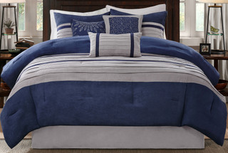 Thumbnail 6: Madison Park Madison Park Palmer Blue 7-pc. Comforter Set 