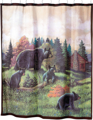Thumbnail 1: AVANTI Avanti Black Bear Lodge Shower Curtain 