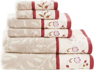 Thumbnail 1: Madison Park Madison Park Serene 6-pc. Embroidered Jacquard Towel Set 