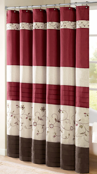 Thumbnail 2: Madison Park Madison Park Serene Red Shower Curtain 