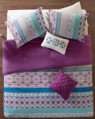 Thumbnail 21: Intelligent Design Intelligent Design Joni Purple Coverlet Set 