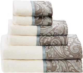 Thumbnail 2: Madison Park Madison Park Aubrey 6-pc. Blue Jacquard Towel Set 