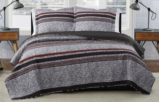 Thumbnail 4: London Fog London Fog Warren Stripe Quilt Set 