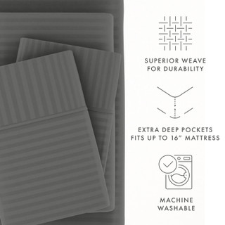 Thumbnail 36: Home Collections Home Collections Premium Striped Embossed Sheet Set 