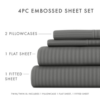 Thumbnail 48: Home Collections Home Collections Premium Striped Embossed Sheet Set 