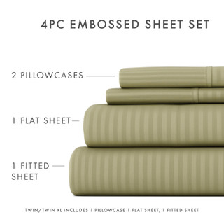 Thumbnail 48: Home Collections Home Collections Premium Striped Embossed Sheet Set 