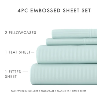 Thumbnail 48: Home Collections Home Collections Premium Striped Embossed Sheet Set 