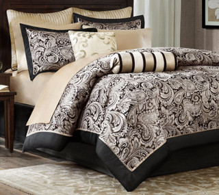 Thumbnail 1: Madison Park Madison Park Aubrey Black 12-pc. Comforter Set 