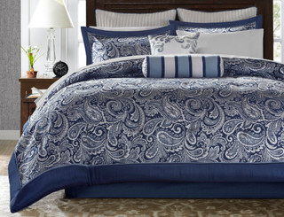 Thumbnail 8: Madison Park Madison Park Aubrey Navy 12-pc. Comforter Set 