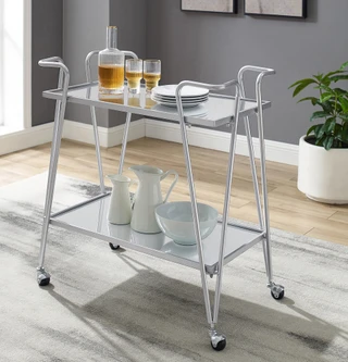 Thumbnail 4: Linon Linon Victory Silver Mid-Century Bar Cart 