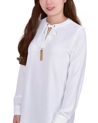 Thumbnail 7: Ny Collection NY Collection Petite Tie Neck Blouse 
