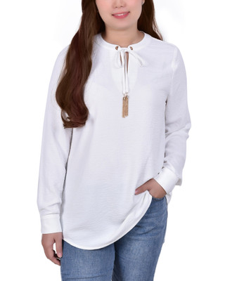 Thumbnail 2: Ny Collection NY Collection Petite Tie Neck Blouse 