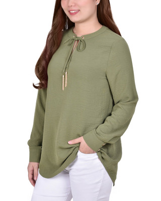 Thumbnail 8: Ny Collection NY Collection Petite Tie Neck Blouse 