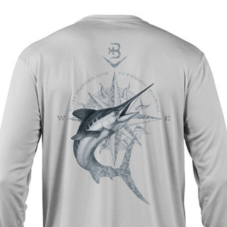 Thumbnail 6: BRINY Briny Marlin Compass Mens Performance Fishing Shirt 