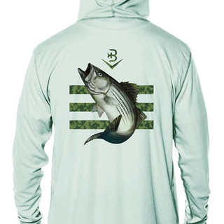 Thumbnail 3: BRINY Briny Striper Mens Hooded Performance Fishing Shirt 