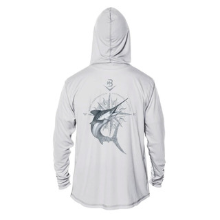 Thumbnail 2: BRINY Briny Marlin Compass Mens Hooded Performance Fishing Shirt 