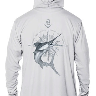 Thumbnail 6: BRINY Briny Marlin Compass Mens Hooded Performance Fishing Shirt 