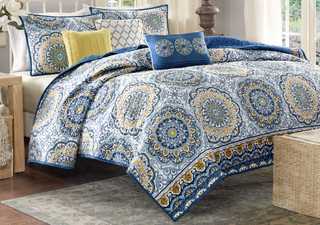 Thumbnail 3: Madison Park Madison Park Tangiers Blue 6-pc. Coverlet Set 